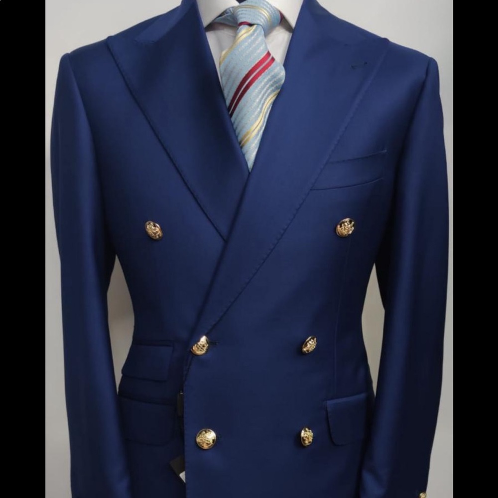 COPY - Blue super 150 cerruti 1881 blazer with pa…